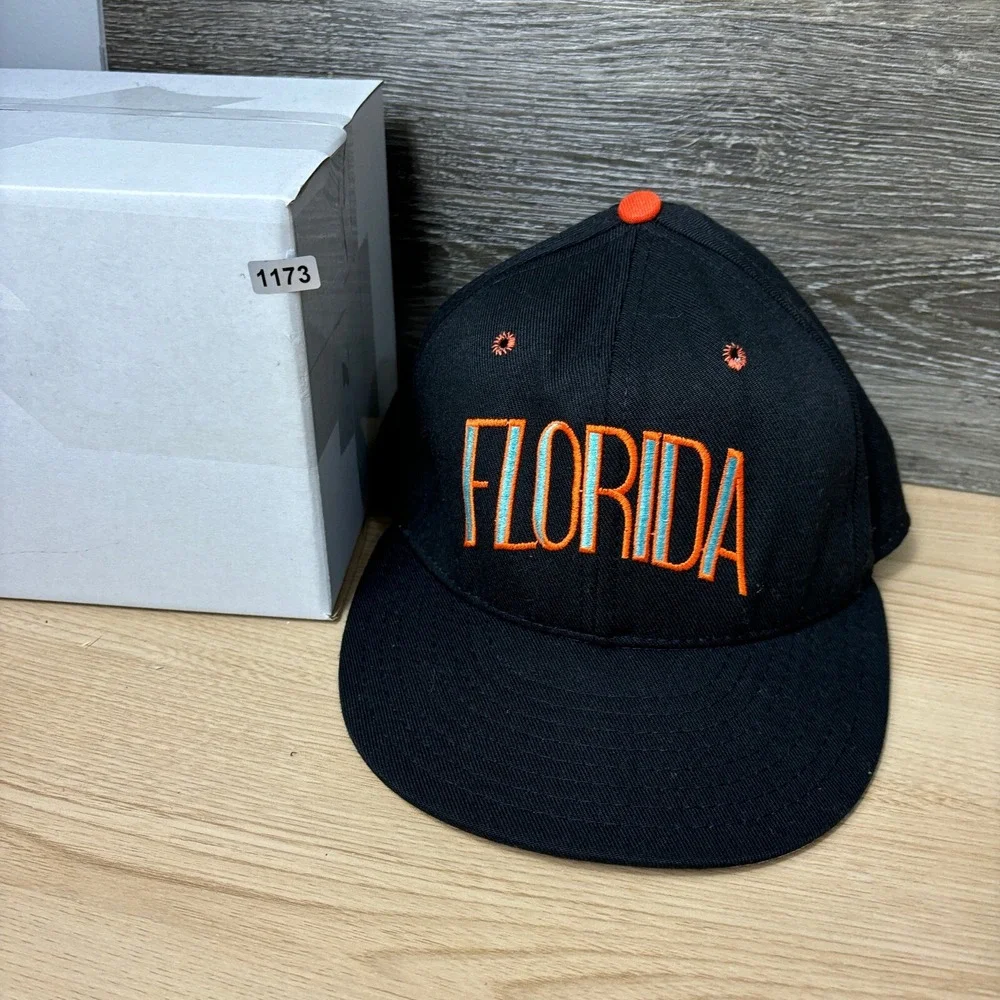 Vintage Florida Marlins Hat Cap Fitted 7 1/4 Black‎ Wool Pro Model USA Made